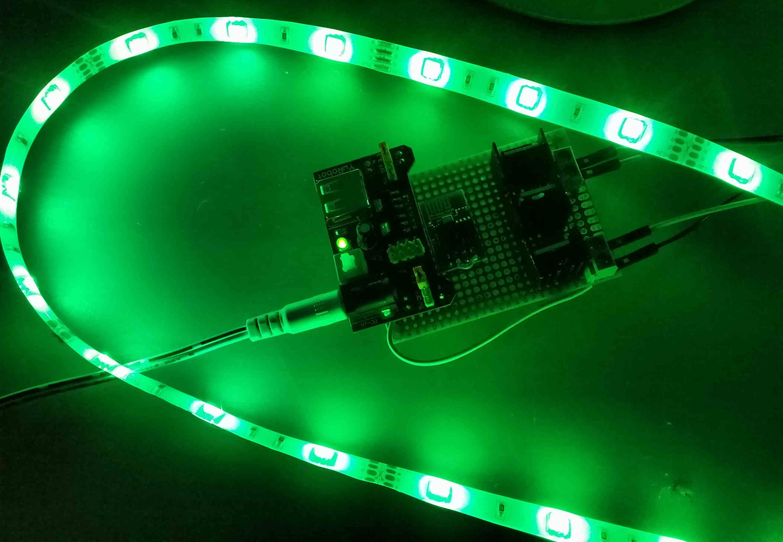 Glowing led strip around controller