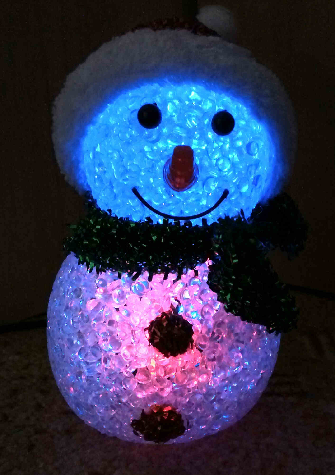 blue glowing snowman